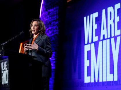 Vice President Kamala Harris speaks at the Emily's List National Conference and Gala, Tuesday, May 3, 2022, in Washington. (AP Photo/Patrick Semansky)