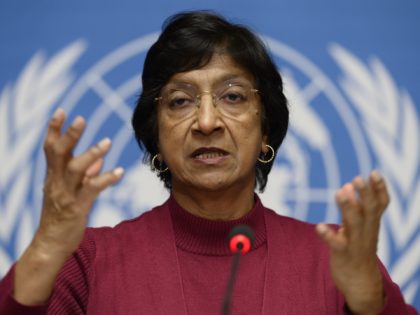 UN High Commissioner for Human Rights Navi Pillay gives a press conference on December 2, 2013 at the United Nations offices in Geneva. AFP PHOTO / FABRICE COFFRINI (Photo credit should read FABRICE COFFRINI/AFP via Getty Images)