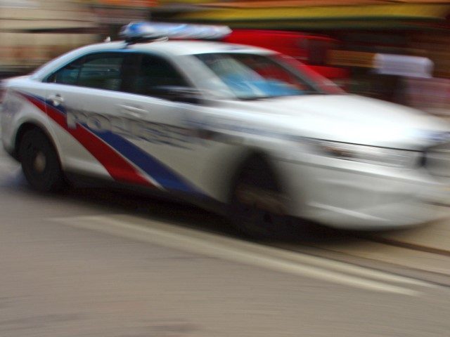 Police car in motion