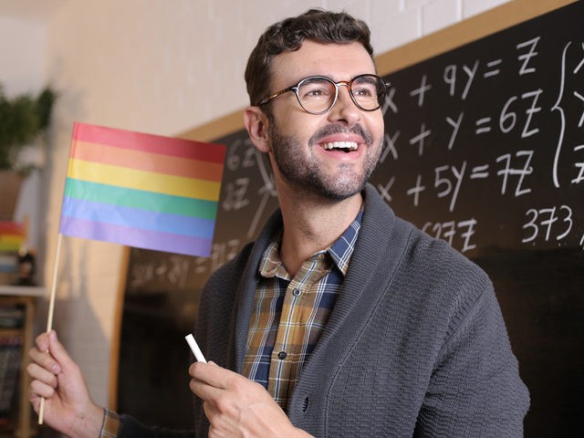 Teacher with LGBT flag. (ajr_images/iStock/Getty Images Plus)