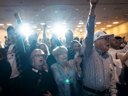 CINCINNATI, OH - MAY 3: Supporters cheer as Republican U.S. Senate candidate J.D. Vance is announced winner of the primary, at an election night event at Duke Energy Convention Center on May 3, 2022 in Cincinnati, Ohio. Vance, who was endorsed by former President Donald Trump, narrowly won over former …