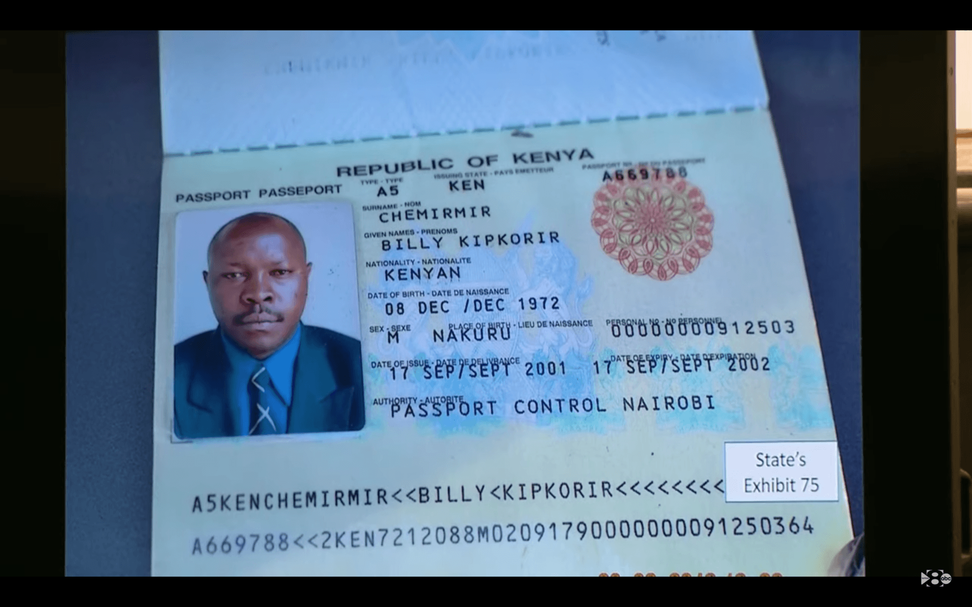 Chemirmir’s Kenyan passport documentation. (Photo via Dallas County District Court)