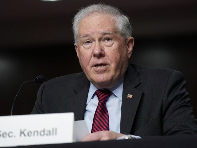 Secretary of the Air Force Frank Kendall III testifies before a Senate Armed Services Committee hearing to review the Air Force's Defense Authorization Request for fiscal year 2023, Tuesday, May 3, 2022, on Capitol Hill in Washington.