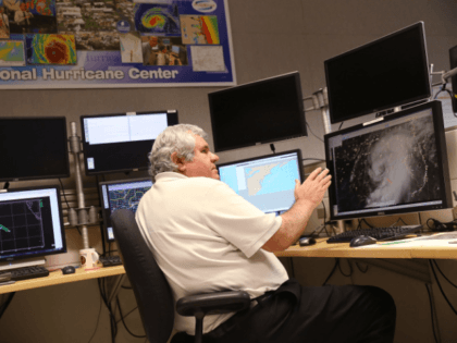 MIAMI, FL - SEPTEMBER 01: Senior hurricane specialist Richard Pasch works at the National Hurricane Center to track the path of Tropical Storm Hermine, which strengthened this morning and is expected to make landfall along Florida's Gulf Coast as a hurricane by by tomorrow on September 1, 2016 in Miami, …