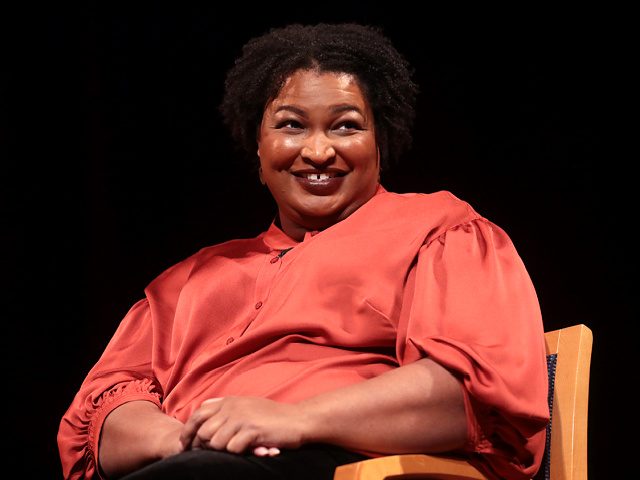 Former Minority Leader of the Georgia House of Representatives Stacey Abrams speaking with attendees at a conversation at the Mesa Arts Center in Mesa, Arizona.