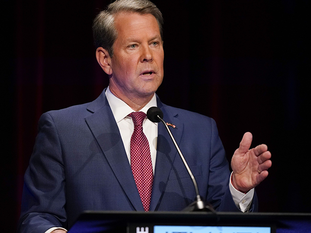 Georgia Gov. Brian Kemp speaks during a gubernatorial republican primary debate on May 1, 2022, in Atlanta. Kemp has declined to clarify his position on abortion in recent days. His campaign ignored direct questions asking whether he would support a complete abortion ban, although he enjoys the strong backing of …