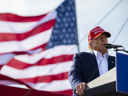 Former President Donald Trump speaks during a campaign rally for Nebraska Republican guber