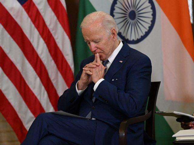 TOPSHOT - US President Joe Biden meets with Indian Prime Minister Narendra Modi (not pictu