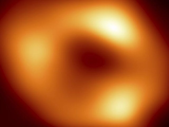 This image released by the Event Horizon Telescope Collaboration, Thursday, May 12, 2022,