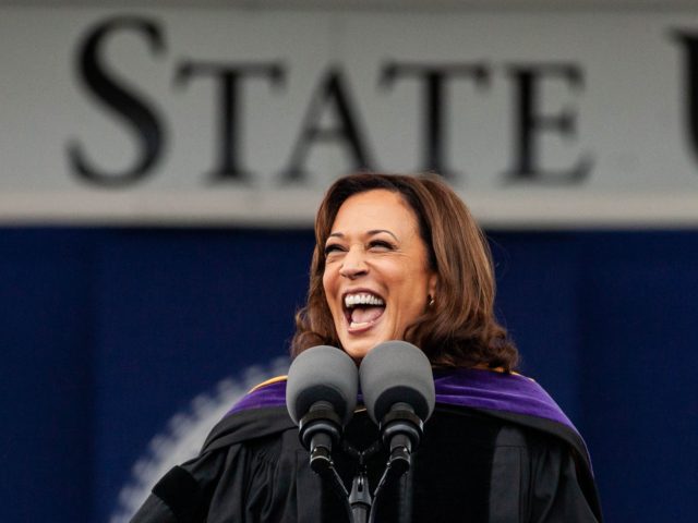US Vice President Kamala Harris gives the commencement speech on May 7,2022 at Tennessee S
