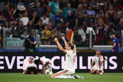 Ada Hegerberg celebrates winning the Women's Champions League after netting her 59th goal in the competition