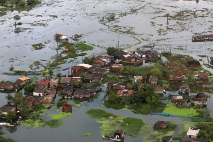 An aerial view of an area in Recife, Pernambuco State, Brazil, which was hit by floods cau