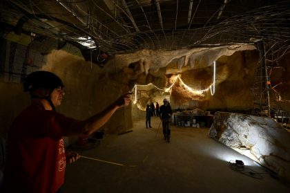 Workers in Marseille, France build an almost life-sized recreation of undersea Stone Age c