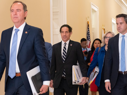 From left, Rep. Adam Schiff, D-Calif., Rep. Jamie Raskin, D-Md., Rep. Stephanie Murphy, D-Fla., Rep. Liz Cheney, R-Wyo., and Rep. Adam Kinzinger, R-Illi., arrive for the first hearing of the House Select committee to investigate the January 6 attack on the U.S. Capitol, Tuesday, July 27, 2021, on Capitol Hill …