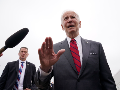 President Joe Biden speaks to the media before boarding Air Force One for a trip to Alabama to visit a Lockheed Martin plant, Tuesday, May 3, 2022, in Andrews Air Force Base, Md. (AP Photo/Evan Vucci)