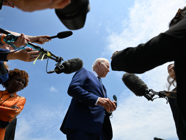 US President Joe Biden leaves after speaking with the press before boarding Air Force One at Joint Base Andrews in Maryland on June 8, 2022. - Biden travels to Los Angeles to attend the 9th Summit of the Americas. (Photo by Jim WATSON / AFP) (Photo by JIM WATSON/AFP via …