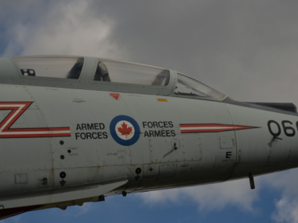 McDonnell Douglas CF-101 Voodoo on display in front of the Alberta Aviation Museum in Edmo
