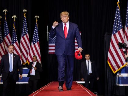 CASPER, WY - MAY 28: Former President Donald Trump arrives to speak at a rally on May 28, 2022 in Casper, Wyoming. The rally is being held to support Harriet Hageman, Rep. Liz Cheney’s primary challenger in Wyoming. (Photo by Chet Strange/Getty Images)