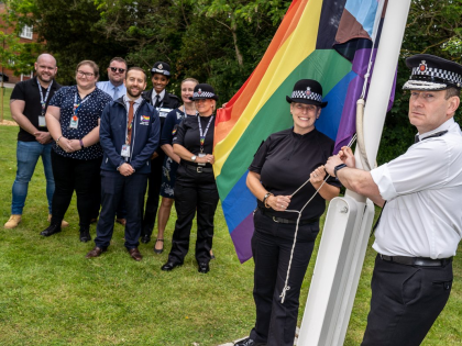 Essex Police force poses with the Progress Pride Flag, June 6th, 2022
