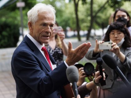 Peter Navarro, former White House trade adviser, speaks to members of the media after leaving federal court in Washington, DC, on Friday, June 3, 2022. Navarro was indicted for defying a subpoena by the congressional committee investigating the Capitol riot, giving the panel fresh ammunition as it probes the post-election …