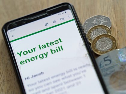 An illustration of an online energy bill. Energy prices will rise by £693 a year for millions of households after regulator Ofgem hiked the price cap on bills to £1,971 or 54%. Picture date: Thursday February 3, 2022. (Photo by Jacob King/PA Images via Getty Images)