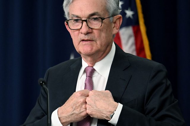 US Federal Reserve Chairman Jerome Powell speaks during a news conference in Washington, D
