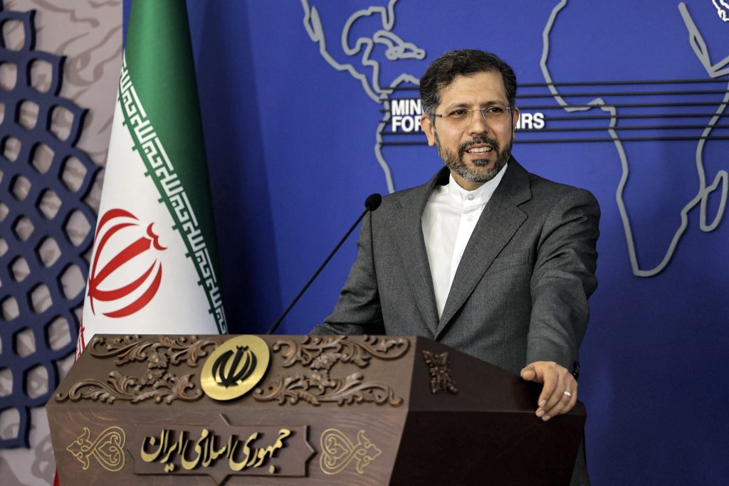 Iran's foreign ministry spokesman Saeed Khatibzadeh holds a press conference in Tehran on May 9, 2022. - The European Union's coordinator for talks between Iran and world powers over restoring a 2015 nuclear deal will visit Tehran this week, Iran's foreign ministry said. (Photo by ATTA KENARE / AFP) (Photo by ATTA KENARE/AFP via Getty Images)