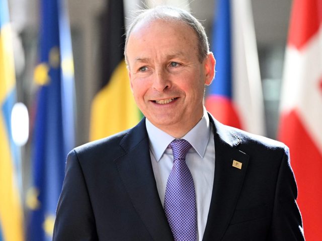 Ireland's Prime Minister Micheal Martin arrives ahead of EU leaders extraordinary meeting to discuss Ukraine, defence and energy in Brussels, on May 31, 2022. (Photo by Emmanuel DUNAND / AFP) (Photo by EMMANUEL DUNAND/AFP via Getty Images)