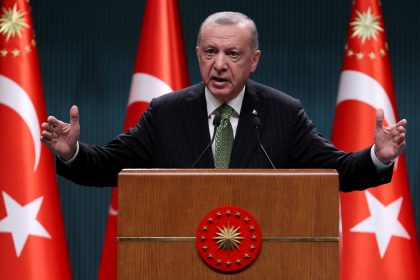 Turkish President Recep Tayyip Erdogan speaks during a press conference following the cabinet meeting at the Presidential Complex in Ankara on June 6, 2022. (Photo by Adem ALTAN / AFP) (Photo by ADEM ALTAN/AFP via Getty Images)