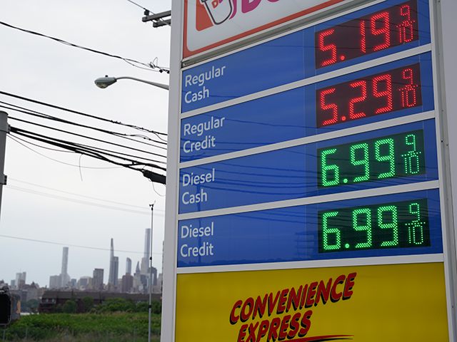 Gas prices over $5.00 a gallon are displayed at gas stations in New Jersey, USA, on June 7, 2022. (Photo by Lokman Vural Elibol/Anadolu Agency via Getty Images)