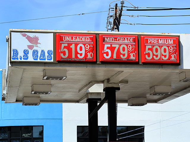 Gas prices are over $5 in Newton, MA on Tuesday, June 7, 2022. (Photo by Suzanne Kreiter/The Boston Globe via Getty Images)