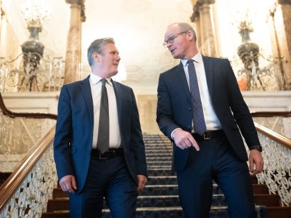 Labour leader Sir Keir Starmer meets Irish Foreign Minister Simon Coveney at the Department of Foreign Affairs during his two day visit to Dublin. Picture date: Thursday June 9, 2022. (Photo by Stefan Rousseau/PA Images via Getty Images)