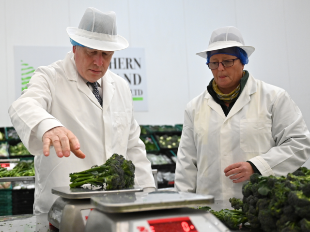 HAYLE, ENGLAND - JUNE 13: Britain's Prime Minister Boris Johnson is shown how to prepare b