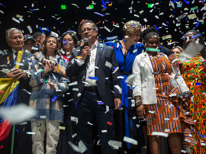 Gustavo Petro during the celebration of his victory at Movistar Center, Bogota, on june 19, 2022. (Photo by Robert Bonet/NurPhoto via Getty Images)