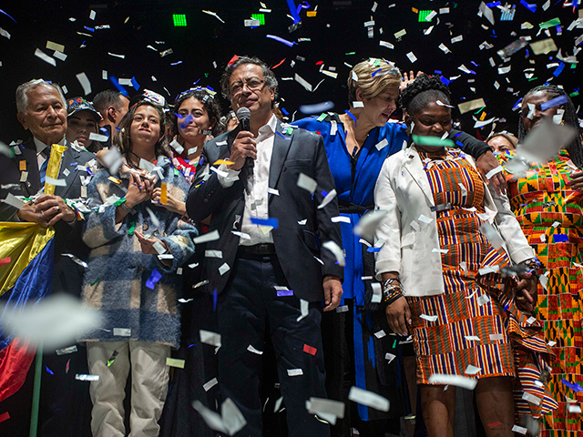 Gustavo Petro during the celebration of his victory at Movistar Center, Bogota, on june 19, 2022. (Photo by Robert Bonet/NurPhoto via Getty Images)