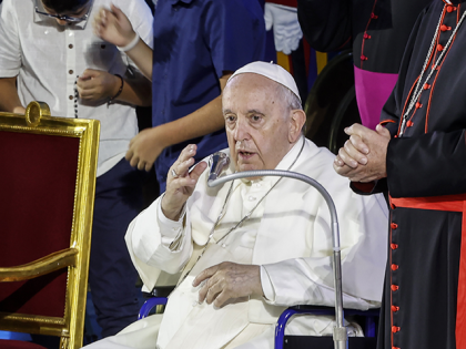 Pope Francis delivers his blessing to the faithful at the end of the Festival of Families,