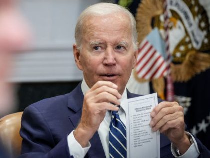 WASHINGTON, DC - JUNE 23: U.S. President Joe Biden speaks during a meeting about the Federal-State Offshore Wind Implementation Partnership in the Roosevelt Room of the White House June 23, 2022 in Washington, DC. The White House is partnering with 11 East coast governors to launch a new Federal-State Offshore …