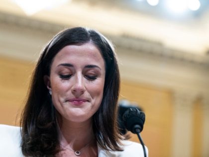 UNITED STATES - JUNE 28: Cassidy Hutchinson, an aide to former White House Chief of Staff Mark Meadows, testifies during the Select Committee to Investigate the January 6th Attack on the United States Capitol hearing to present previously unseen material and hear witness testimony in Cannon Building, on Tuesday, June …
