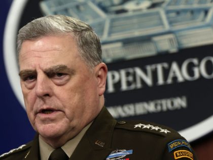 ARLINGTON, VIRGINIA - MAY 23: Chairman of the Joint Chiefs of Staff General Mark Milley participates in a news briefing at the Pentagon May 23, 2022 in Arlington, Virginia. Secretary of Defense Lloyd Austin and Chairman of the Joint Chiefs of Staff General Mark Milley spoke on various topics including …