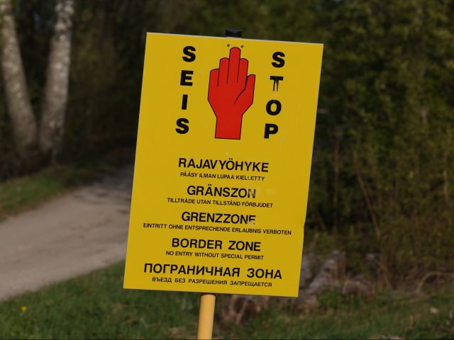 IMATRA, FINLAND - MAY 25: A sign warns visitors not to proceed further near the Finnish-Russian border at Räikkölä on May 25, 2022 near Imatra, Finland. Commercial activity between Imatra and the nearby Russian city of Svetogorsk, already hampered by two years of Covid-related restrictions, has been dealt a further …