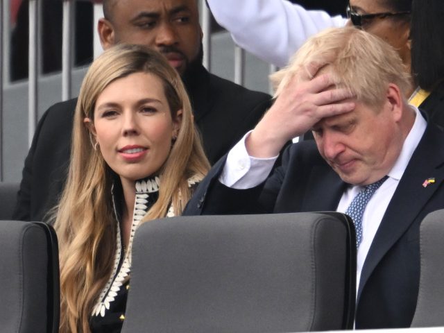 LONDON, ENGLAND - JUNE 05: Carrie Johnson and Prime Minister Boris Johnson attend the Plat