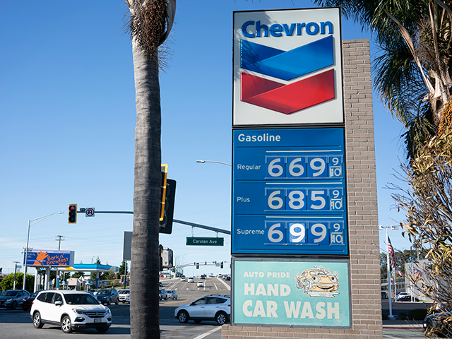 Gasoline prices are displayed at a gas station on June 11, 2022 in San Mateo County, Calif