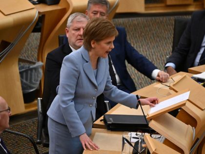 EDINBURGH, SCOTLAND - JUNE 28: Scotland's First Minister Nicola Sturgeon addresses MSPs at Holyrood on June 28, 2022 in Edinburgh, Scotland. Sturgeon has justified her call for a new independence referendum by citing changes to the state of the UK since the "Indy Ref", coupled with a perceived mandate from …