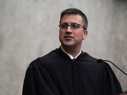 U.S. District Judge Trevor N. McFadden speaks during his investiture ceremony April 13, 2018 at the U.S. District Court in Washington, DC. (Photo by Alex Wong/Getty Images)