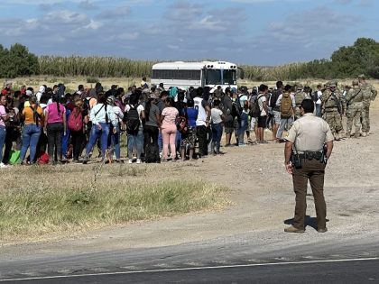 A group of at least 400 migrants is apprehended on Father's Day in Normandy, Texas. (Randy Clark/Breitbart Texas)