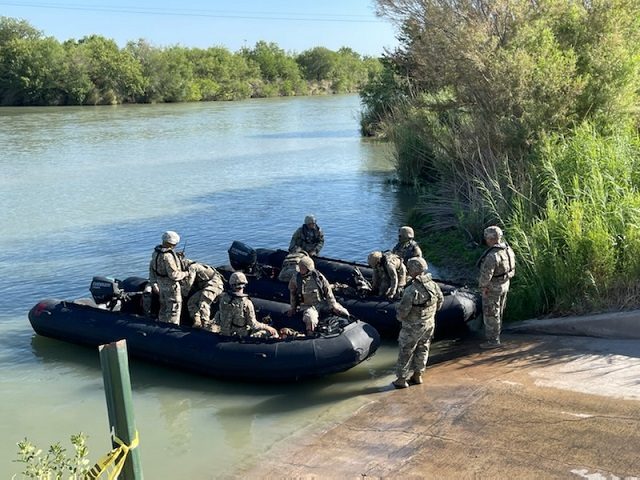 Texas National Guard Soldiers prepare to make way on a border-crossing deterrence mission