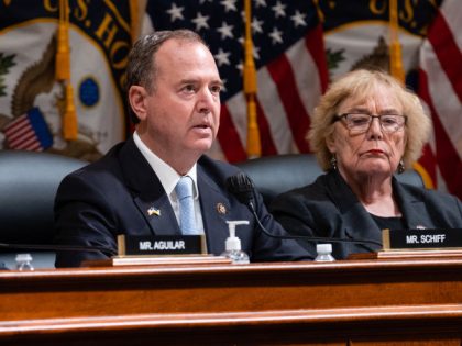 Representative Adam Schiff, a Democrat from California, center, speaks during a business meeting of the House Select Committee to Investigate the January 6th Attack on the U.S. Capitol in Washington, D.C., U.S., on Monday, March 28, 2022. A House committee voted unanimously Monday night to recommend contempt citations against two …