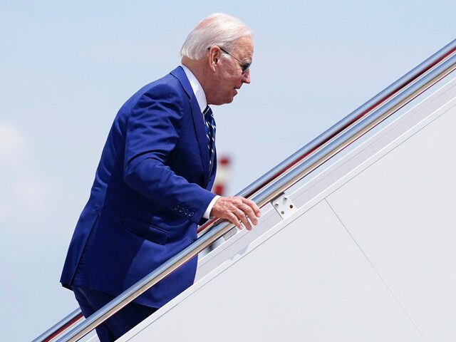 President Joe Biden boards Air Force One for a trip to Los Angeles to attend the Summit of the Americas, Wednesday, June 8, 2022, at Andrews Air Force Base, Md. (AP Photo/Evan Vucci)
