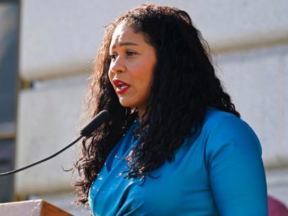San Francisco Mayor London Breed talks during a briefing outside City Hall in San Francisc