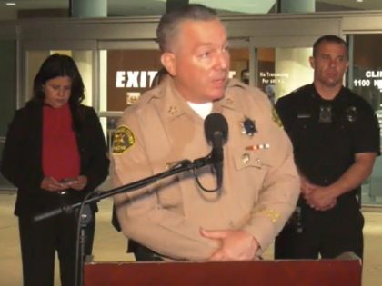 Sheriff Alex Villanueva at press conference.